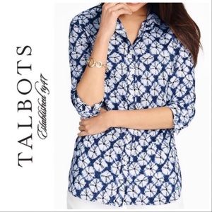 Talbots Blue/White Medallion Button Shirt Lp